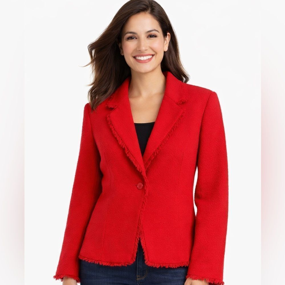 Peck & Peck Collection Fringed Blazer